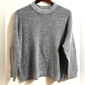 American Eagle Slouchy Boucle Ribbed Gray Crew Neck Sweater Normcore Cabin Med